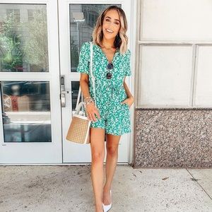 Abercrombie Green Floral Romper